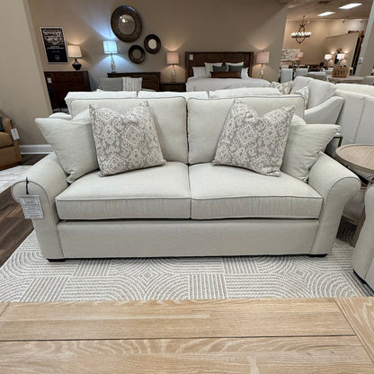 Katrina 84" Rolled Arm 3 Cushion Sofa - Performance Sand Linen