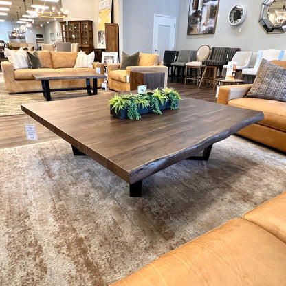 Malcolm Acacia 60" Square Live Edge Coffee Table - Natural + Smoke