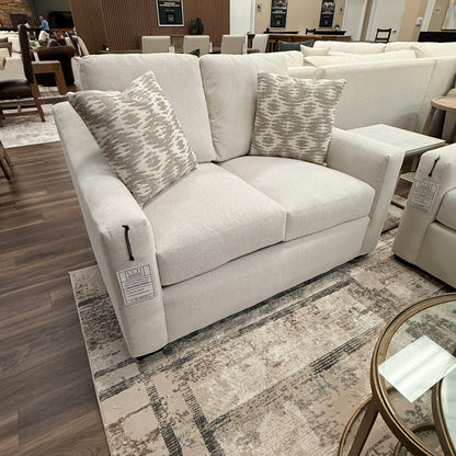 Carson 56" Sloped Track Arm 2 Cushion Loveseat - Performance Alabaster