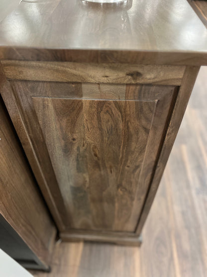 Clarissa 72" Acacia 4 Door Breakfront Sideboard - Natural + Smoke