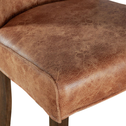 Bradford Top Grain Leather Dining Chair - Natural Saddle + Earth