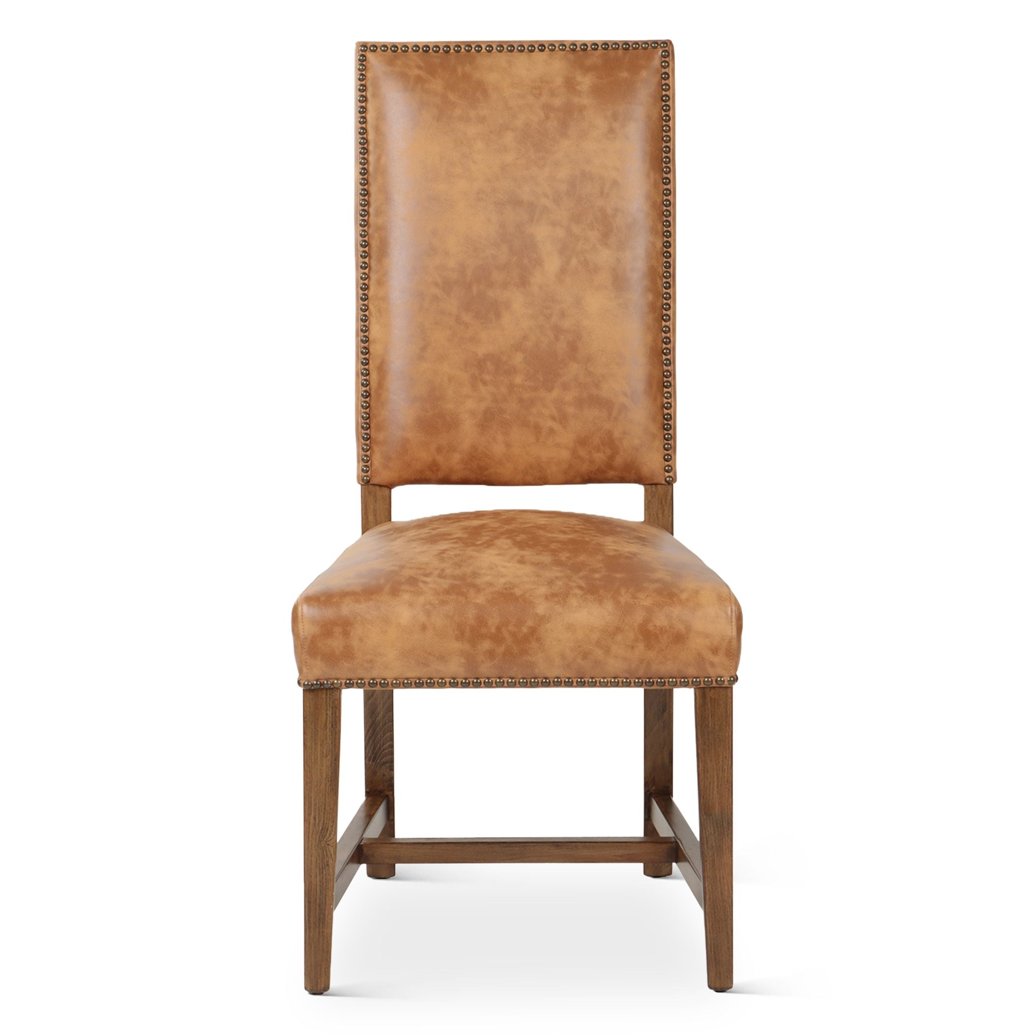 Dominic Top Grain Leather Dining Chair - Natural Saddle + Earth