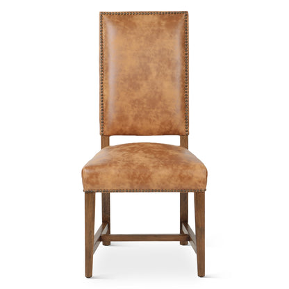 Dominic Top Grain Leather Dining Chair - Natural Saddle + Earth