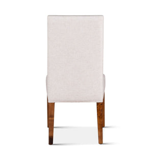 Jenna 24" Parsons Dining Chair - Ivory + Natural Teak