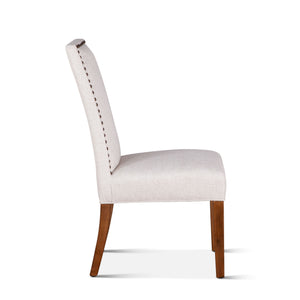 Jenna 24" Parsons Dining Chair - Ivory + Natural Teak