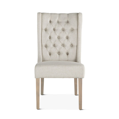 Lana 20" Winged End Chair - White Linen + New White Wash