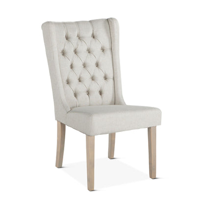 Lana 20" Winged End Chair - White Linen + New White Wash