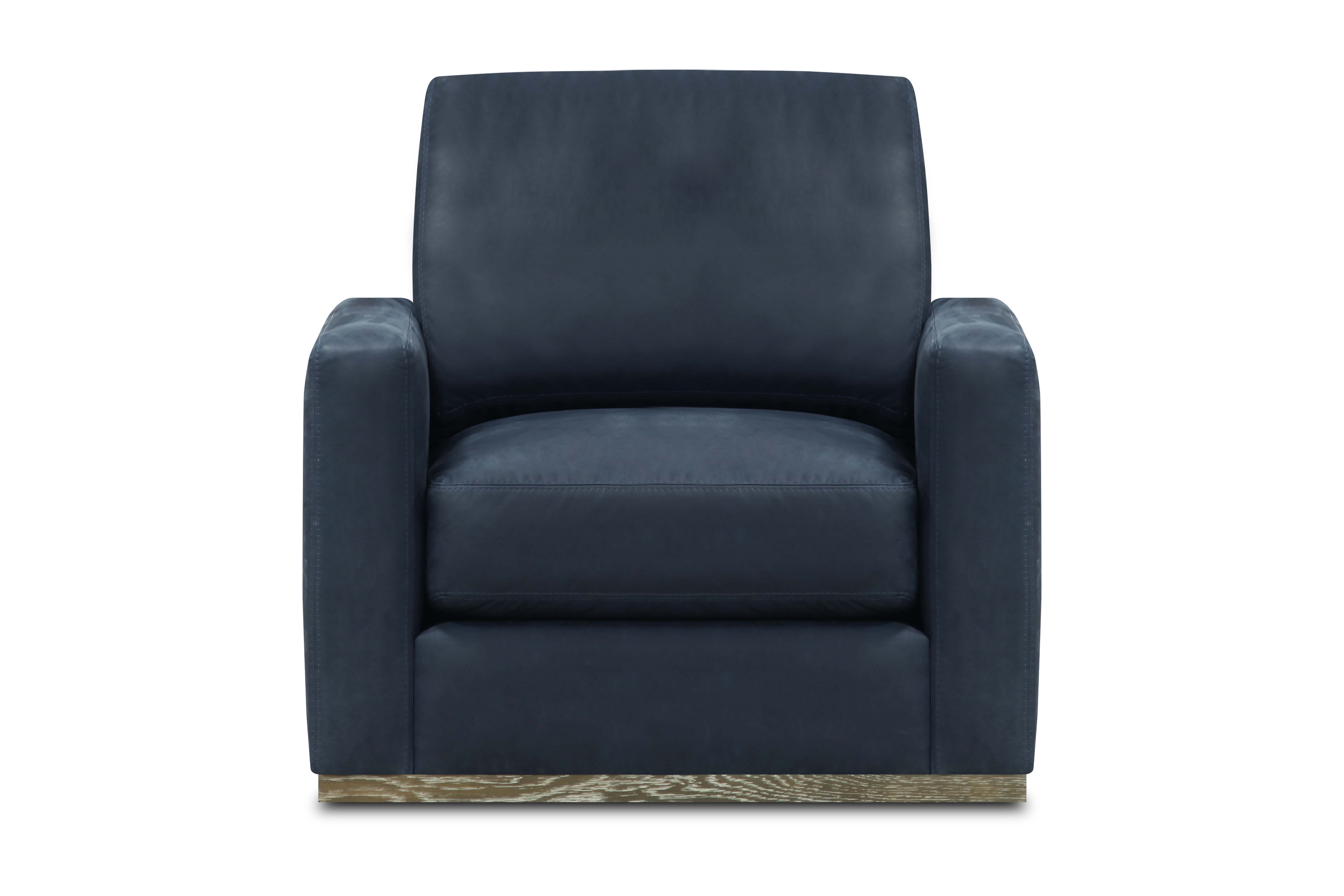 Clarksdale 32" Top Grain Leather Swivel Chair - Napa Admiral