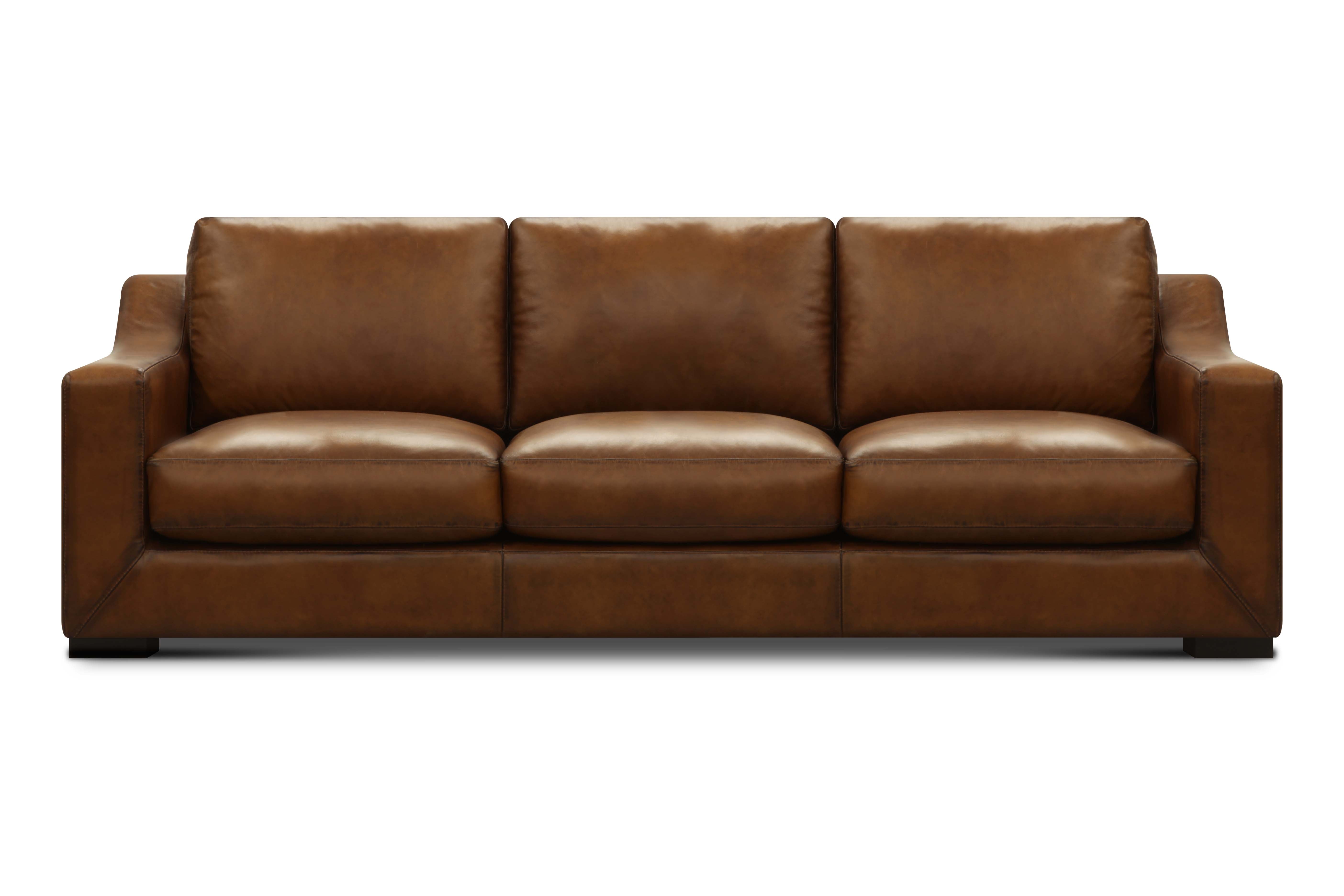 Leonardo Luxe 96" Top Grain Leather 3 Cushion Sofa - Daytona Antique