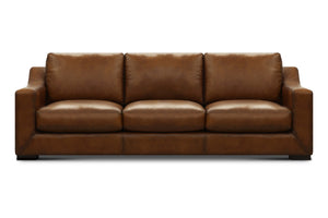 Leonardo Luxe 96" Top Grain Leather 3 Cushion Sofa - Daytona Antique