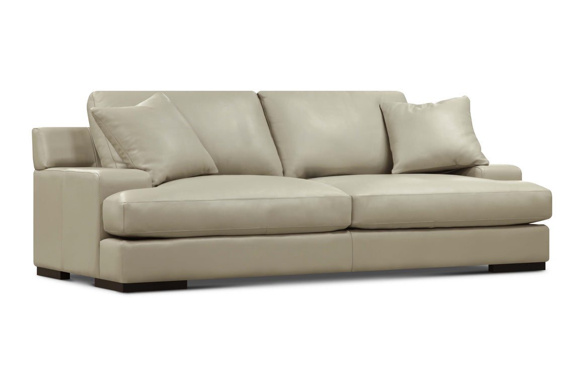 Colette 90" Top Grain Leather 2 Cushion Sofa - Boca Cashmere