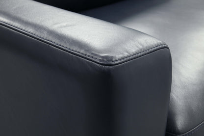 Norton 130" Top Grain Leather 2 Cushion Sofa  + Chaise- Amadeus Sapphire