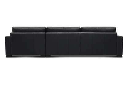 Norton 130" Top Grain Leather 2 Cushion Sofa  + Chaise- Amadeus Sapphire
