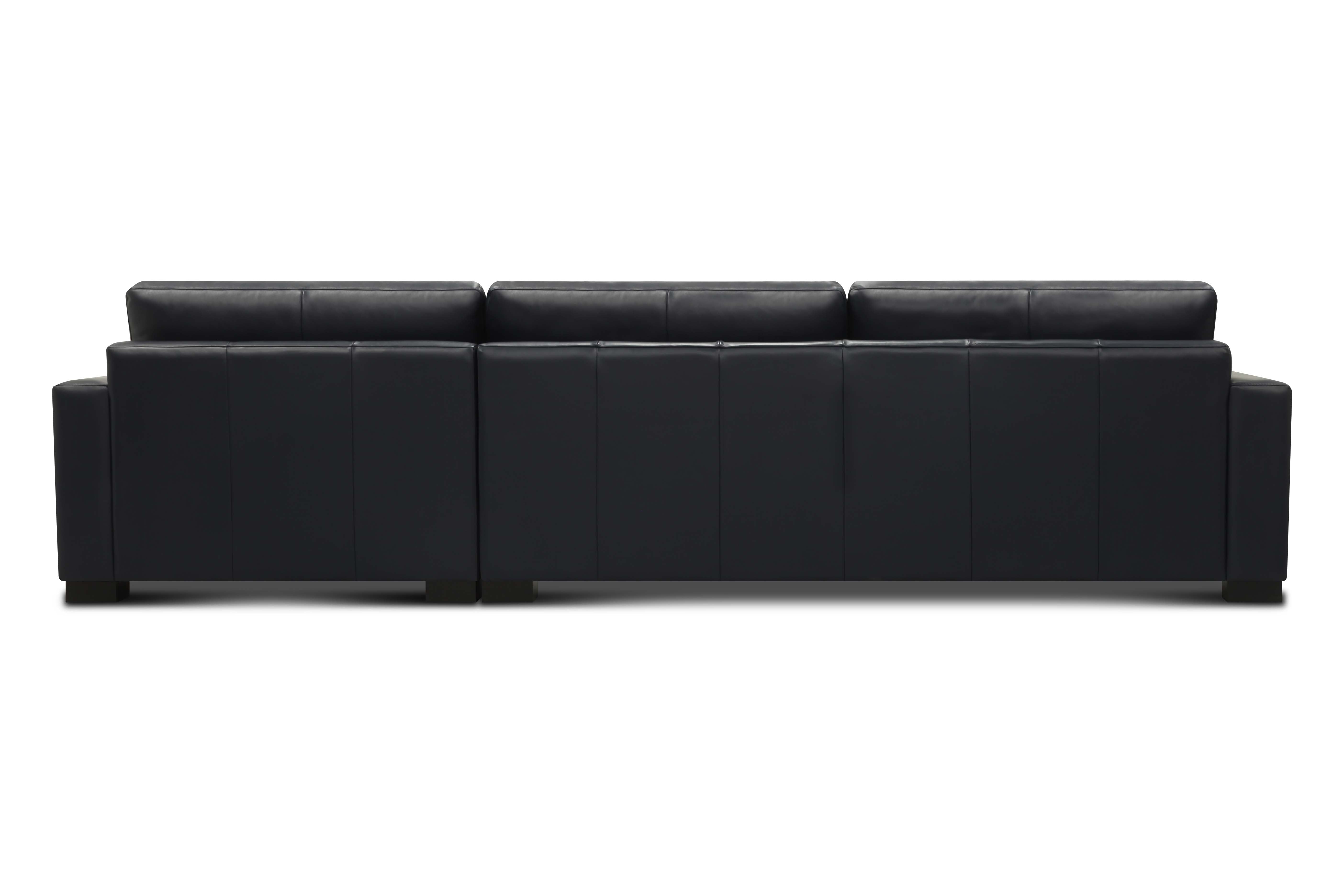 Norton 130" Top Grain Leather 2 Cushion Sofa  + Chaise- Amadeus Sapphire