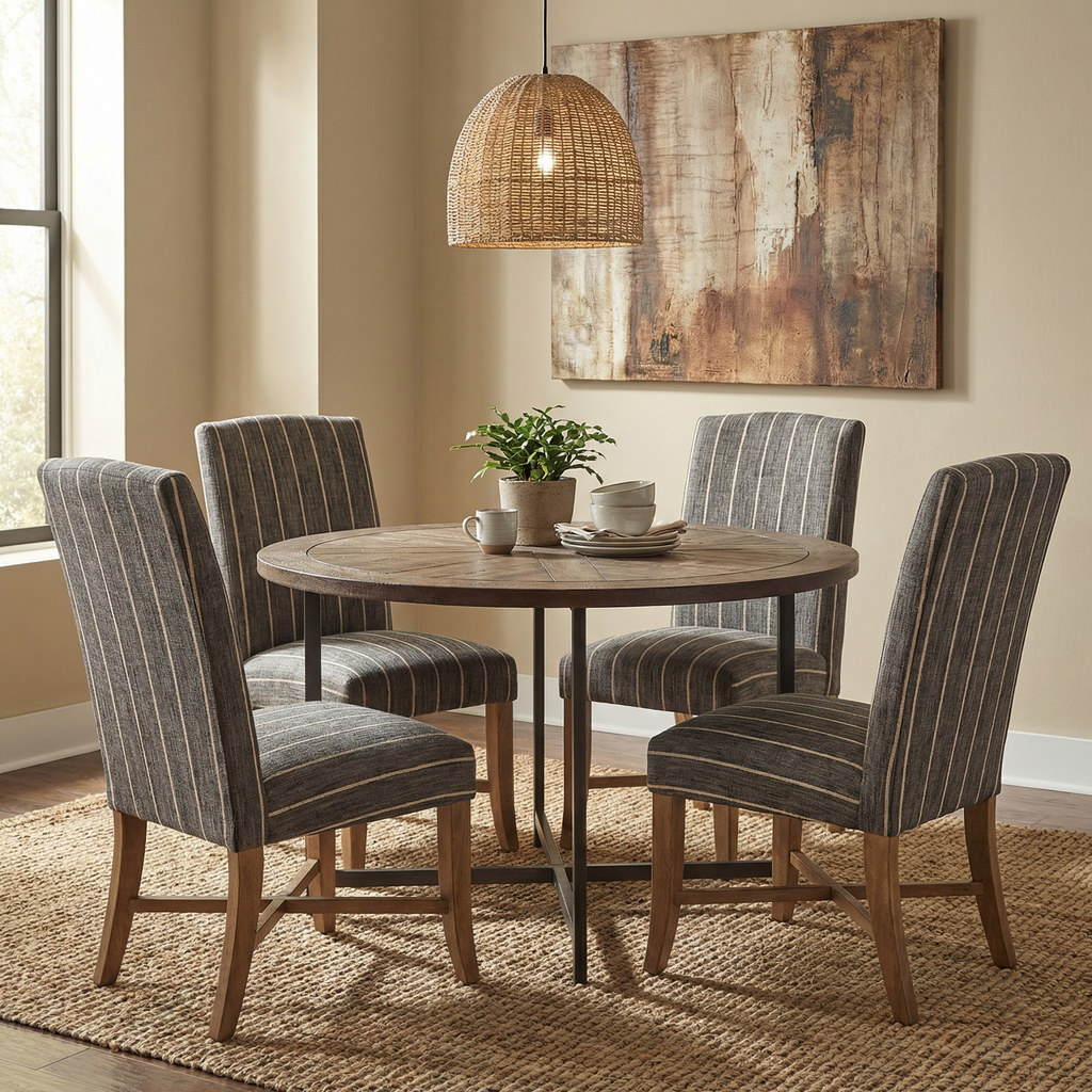 Gerard 48" Parquet Top Dining Table - French Onyx + Iron