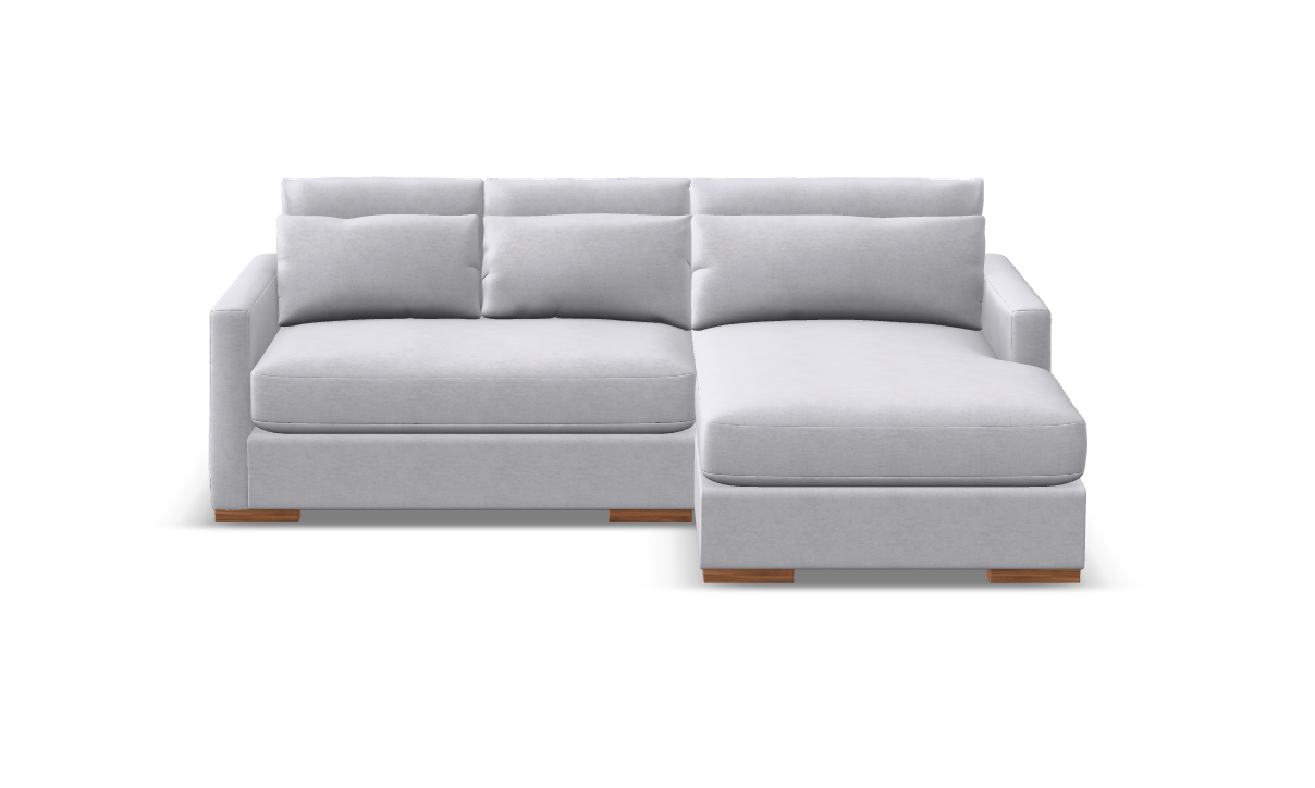 Glenda Quick Ship 104" Bench Cushion Sofa + Chaise - Crypton Natural Linen