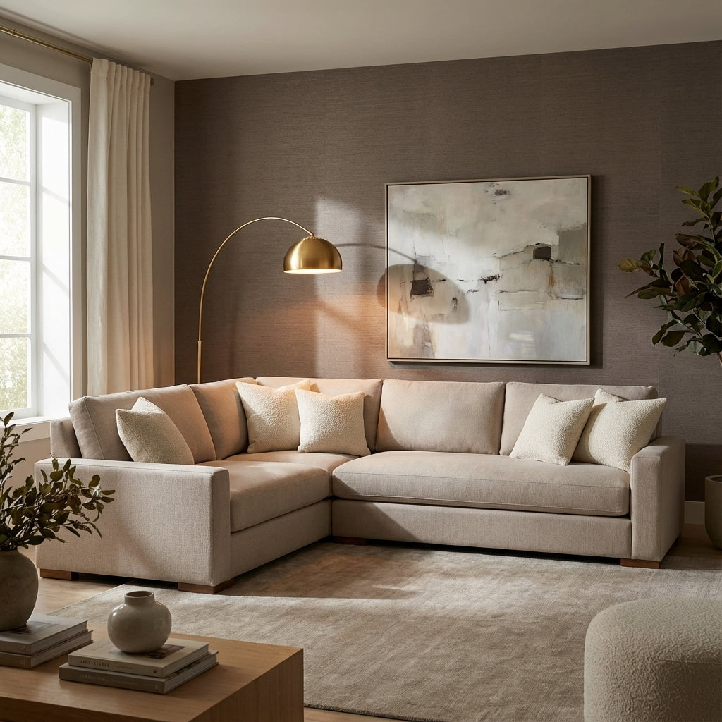 Glenda Quick Ship 130" x 104" Bench Cushion Sectional