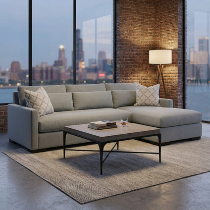 Glenda Quick Ship 130" Sofa + Right Chaise - Crypton Smoke