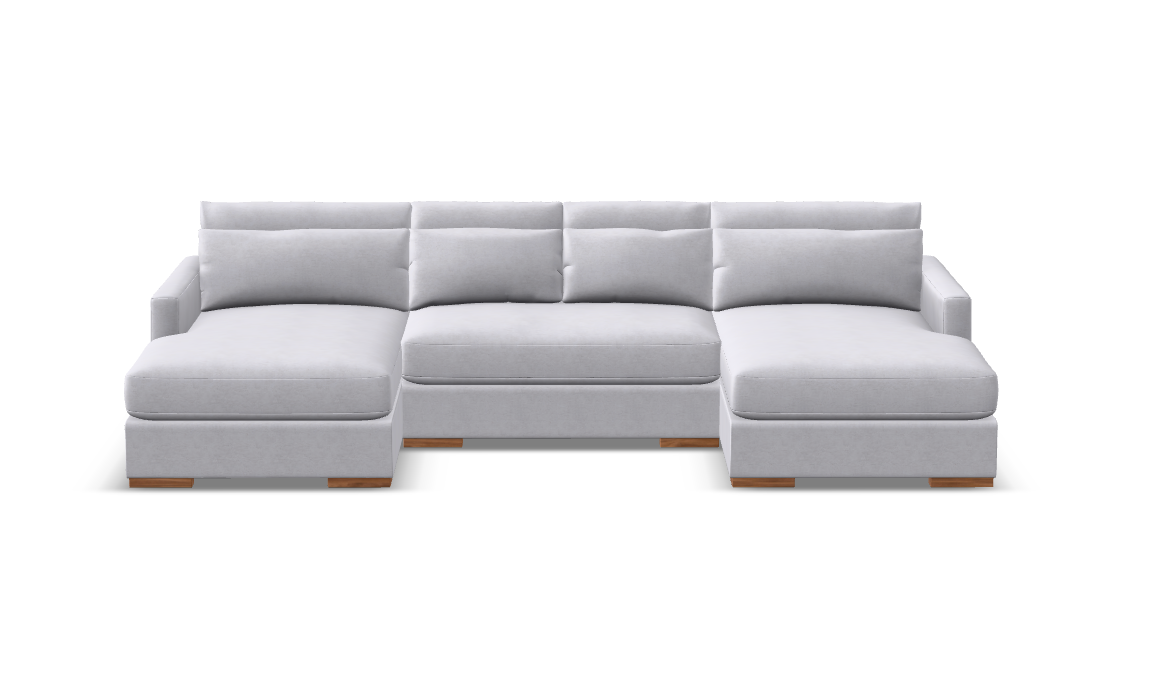 Glenda Quick Ship 144" Dual Chaise Sectional - Crypton Natural Linen