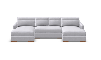Glenda Quick Ship 144" Dual Chaise Sectional - Crypton Natural Linen