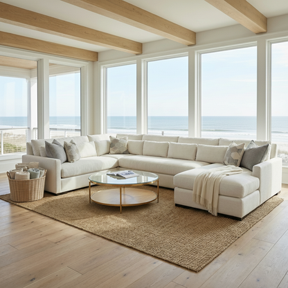 Glenda Quick Ship 170" x 104" Sectional + Right Chaise - Crypton Natural Linen