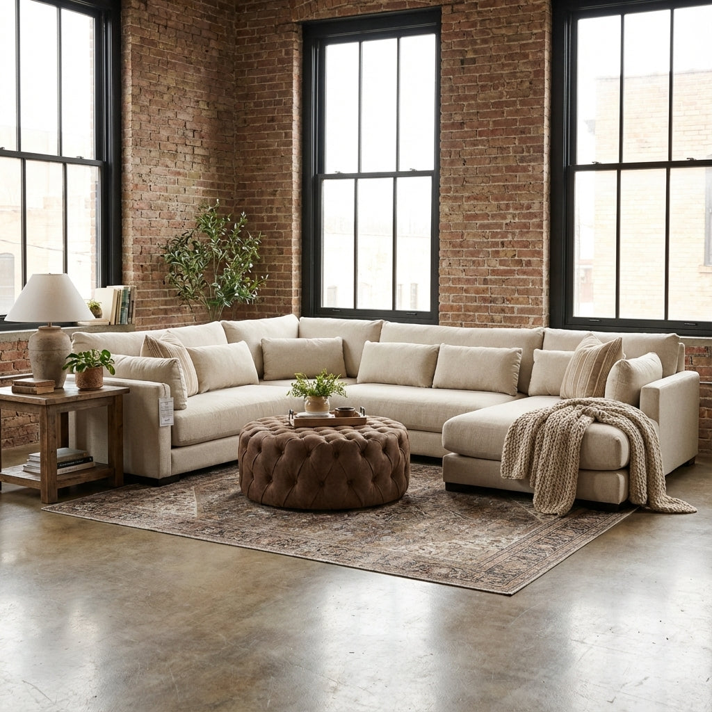 Gloria Express Ship 144" x 130" Sectional + Right Chaise - Crypton Quicksilver