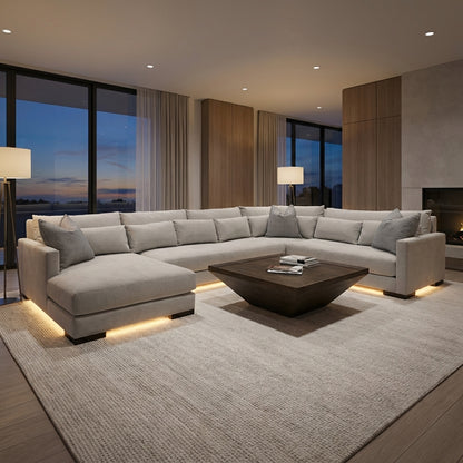 Gloria Express Ship 170" x 104" Sectional + Left Chaise - Platinum