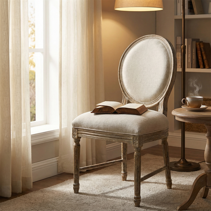 Greenville Upholstered Oval Back Dining Chair - Taupe Linen + Sandstone