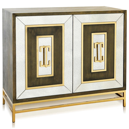 Noreen 42" 2 Door Antique Mirror Cabinet - Walnut