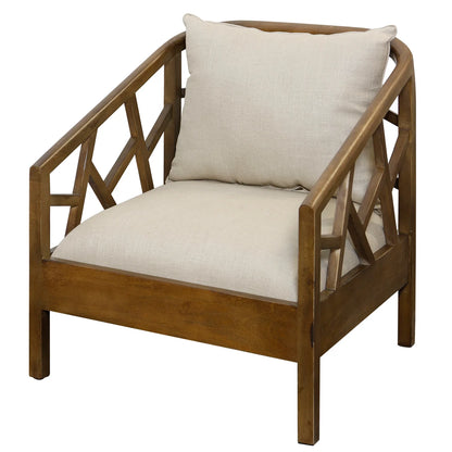 Burkett 29" Accent Chair - Walnut + Linen