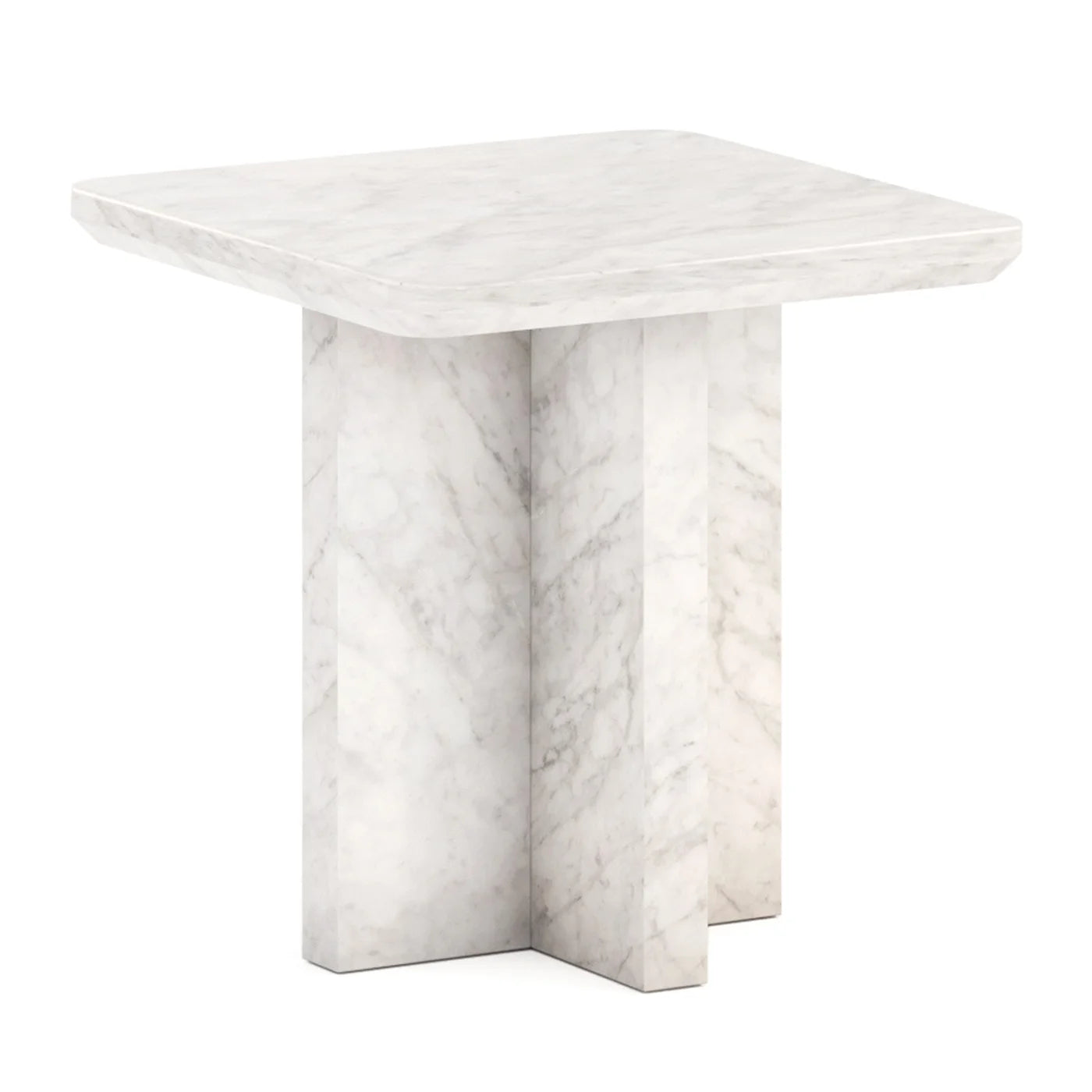 Killian 20" Marble Square End Table - White