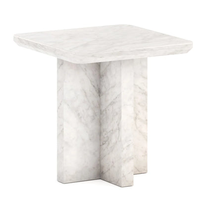 Killian 20" Marble Square End Table - White