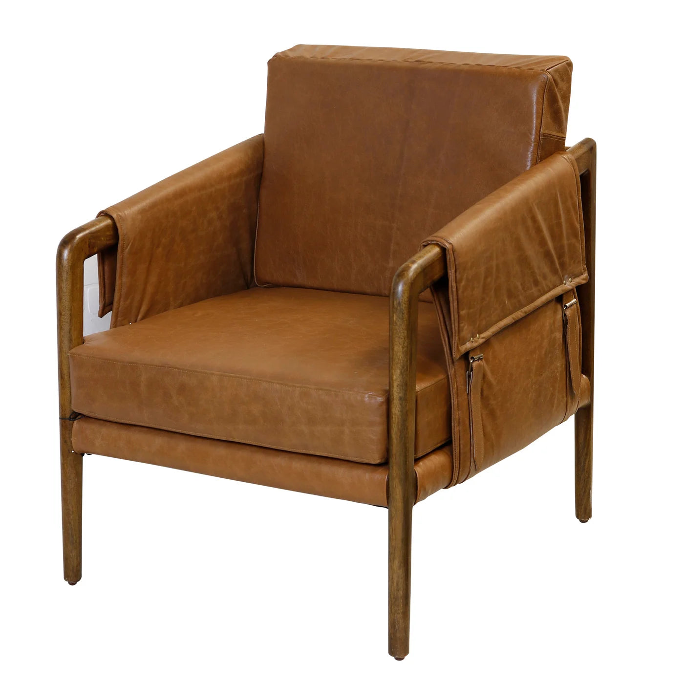 Alexa 33" Top Grain Leather Occasional Chair - Walnut Brown