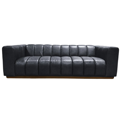 Carillo 91" Top Grain Leather Bench Sofa -  Black Anthracite