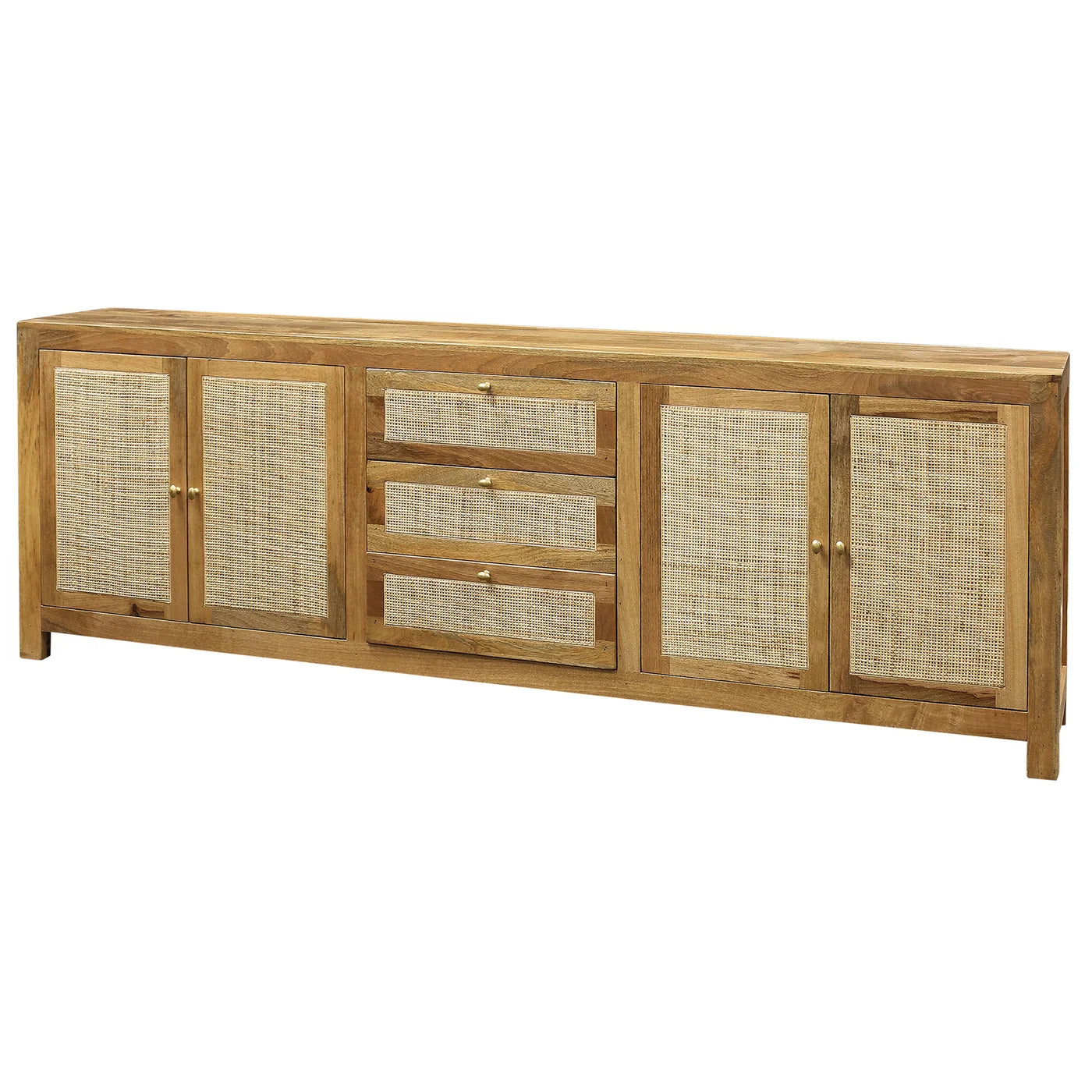 Rio 96" 4 Door 3 Drawer Sideboard - Natural + Cane