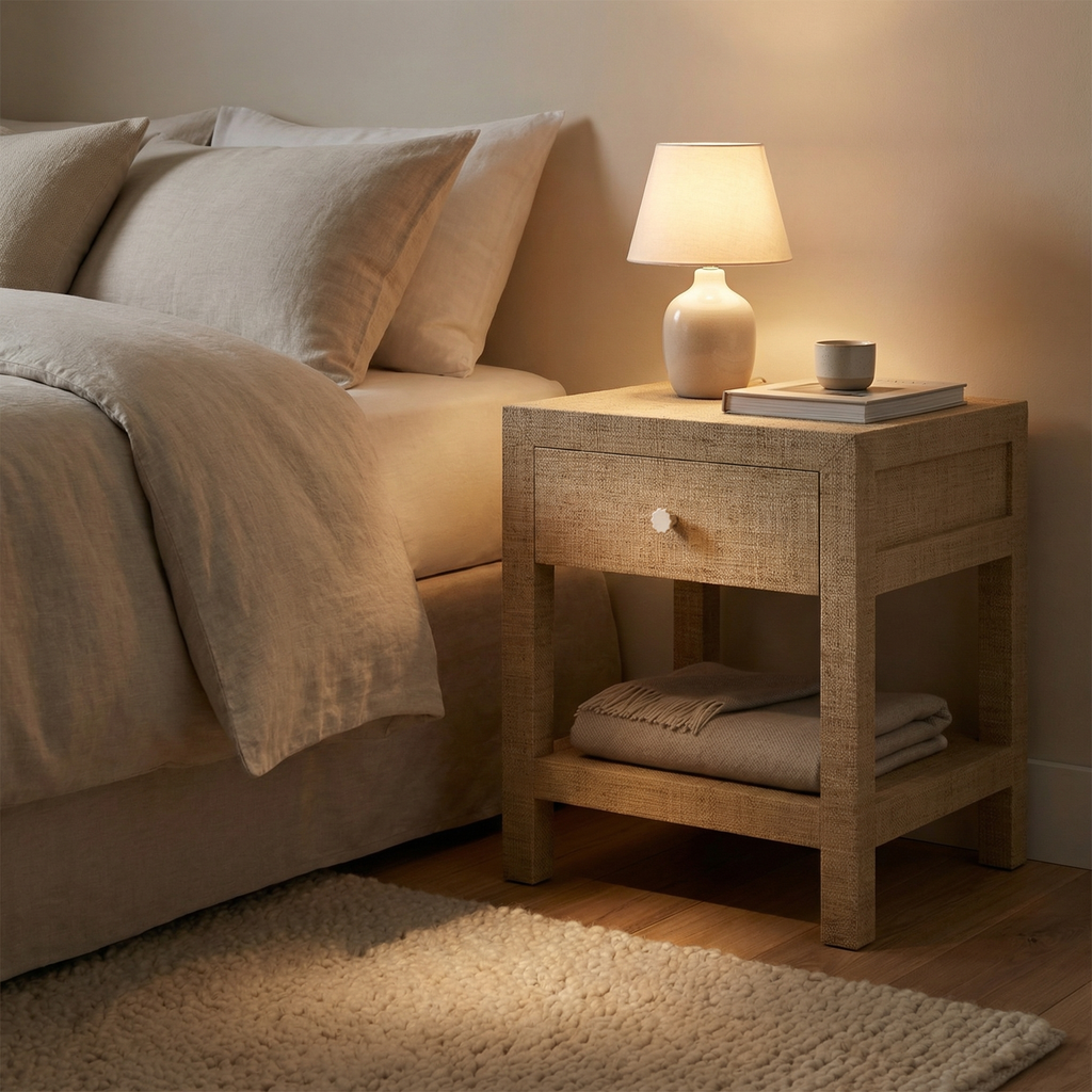 Hadley 20" Mahogany Single Drawer Nightstand - Rattan