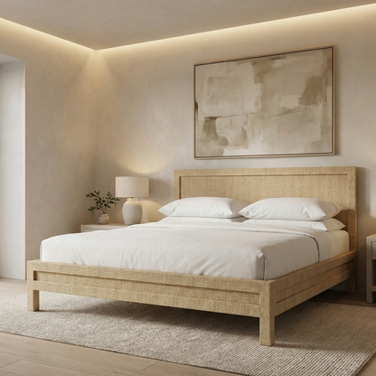 Hadley 80" Mahogany King Bed - Rattan