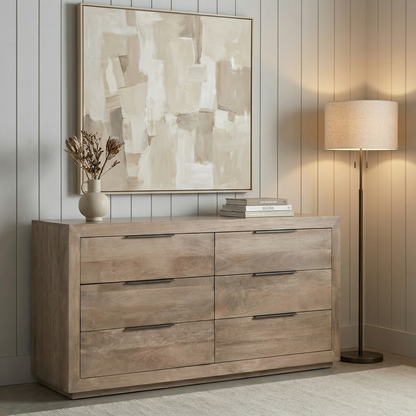 Hambden 72" Six Drawer Dresser - Ash