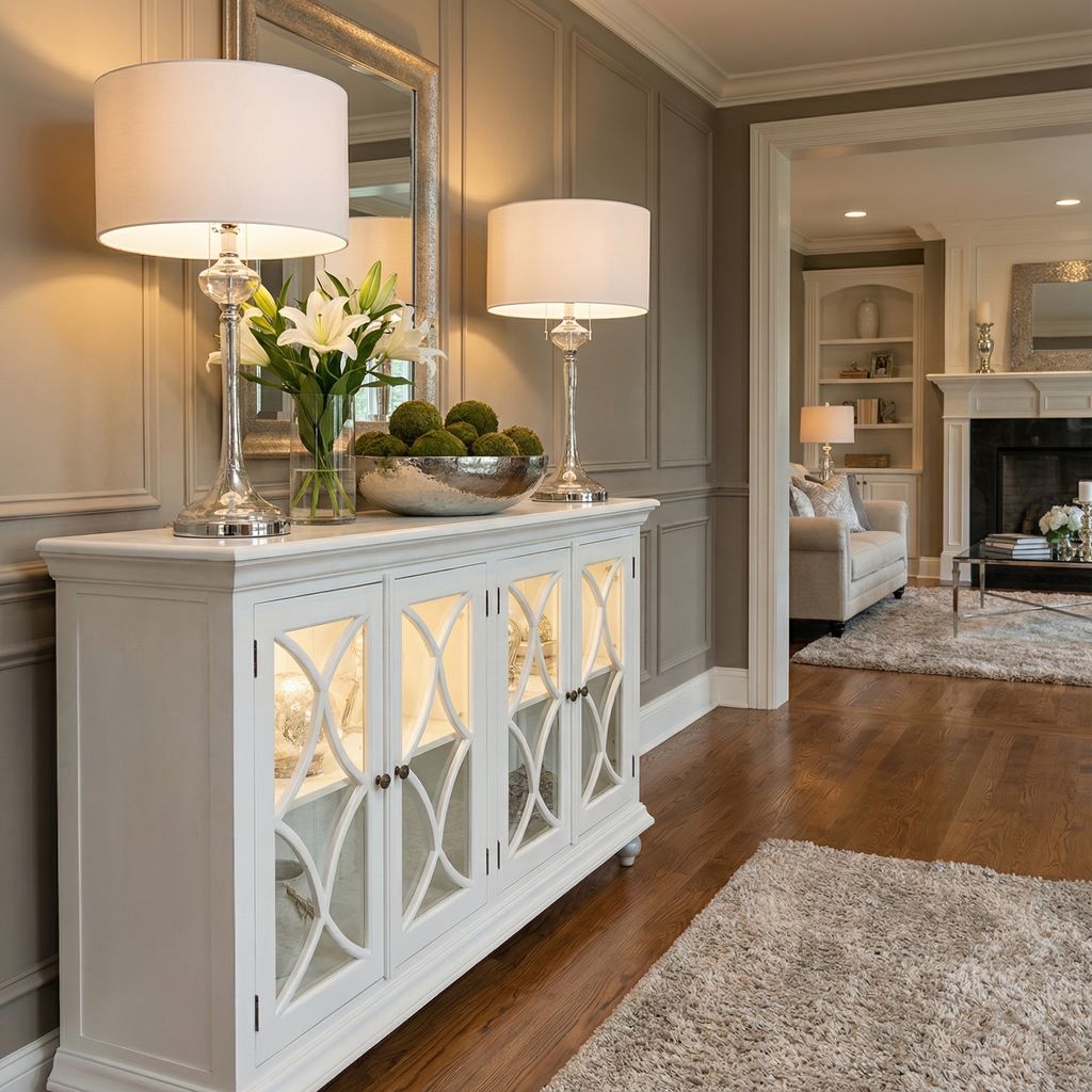 Hamilton 82" Mahogany 4 Door Sideboard - Architectural White