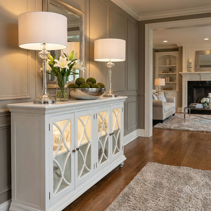 Hamilton 82" Mahogany 4 Door Sideboard - Architectural White