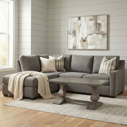 Hannah Express Ship 110" Sofa + Left Bumper Chaise - Crypton Charcoal Velvet