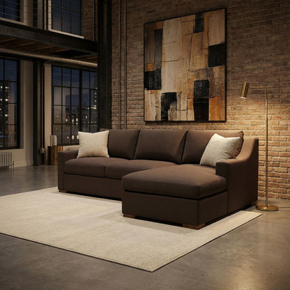 Hannah Express Ship 117" 2 Cushion Sofa + RAF Chaise - Performance Truffle