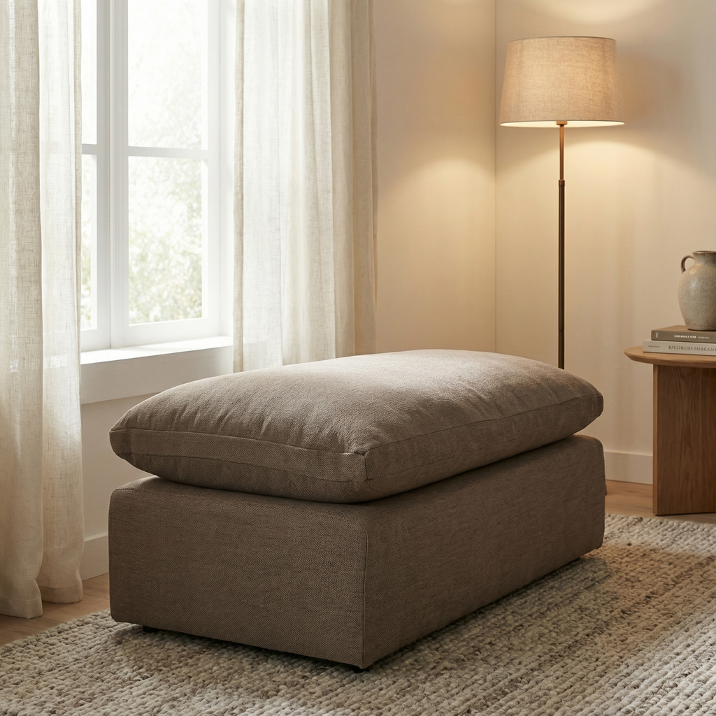 Harlow 48" Express Ship Ottoman - Performance Taupe Pebble