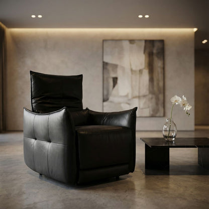 Helsinki 33" Top Grain Leather Power Motion Recliner -  Black