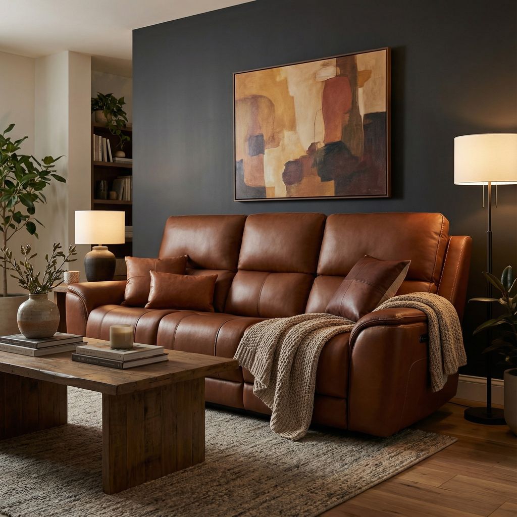 Horace 87" Top Grain Leather Power Motion Reclining Sofa - Terrace Brown