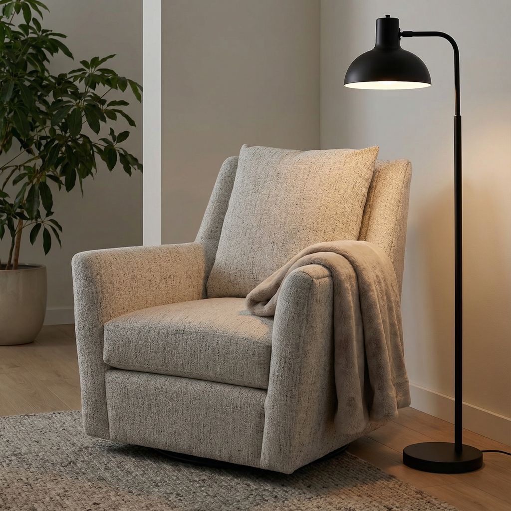 Hugo Quick Ship 36" Swivel Glider Chair - Snow Owl