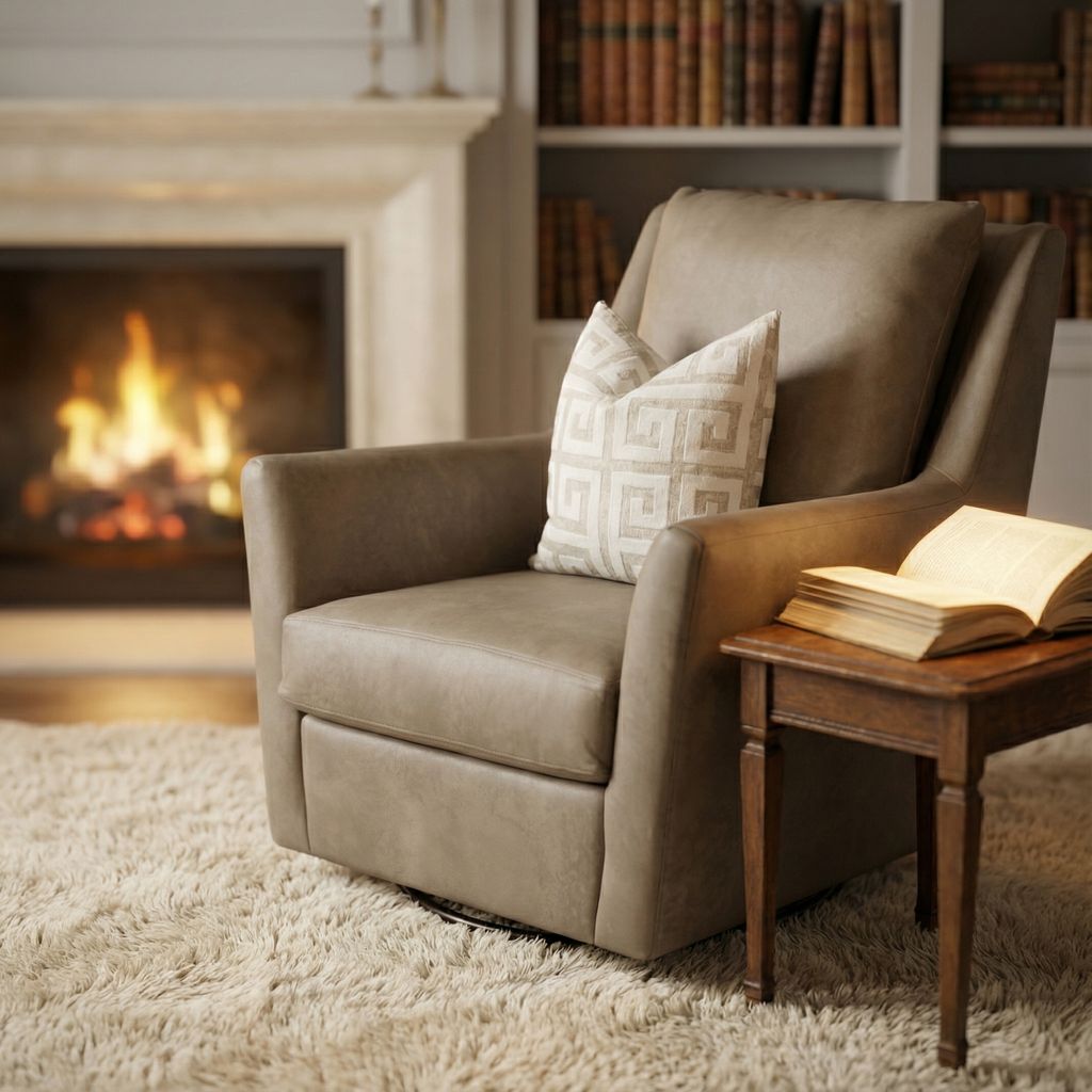 Hugo Express Ship 36" Top Grain Leather Swivel Chair - Taupe