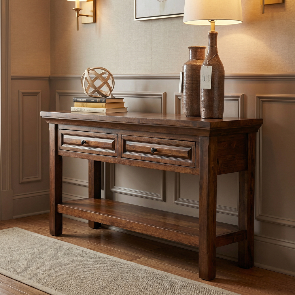 Hunter 52" Mahogany 2 Drawer Console Table - Chestnut