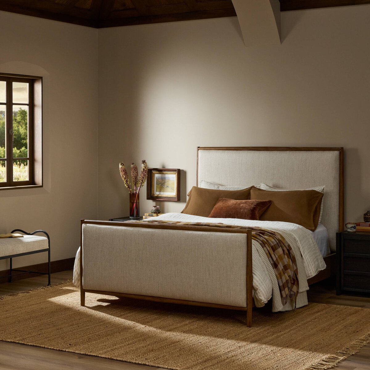 Hutchinson 81" King Bed - Weathered Oak + Linen