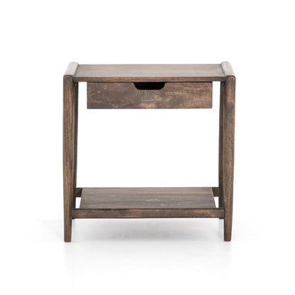 Valerie 23" 1 Drawer Square End Table - Aged Brown